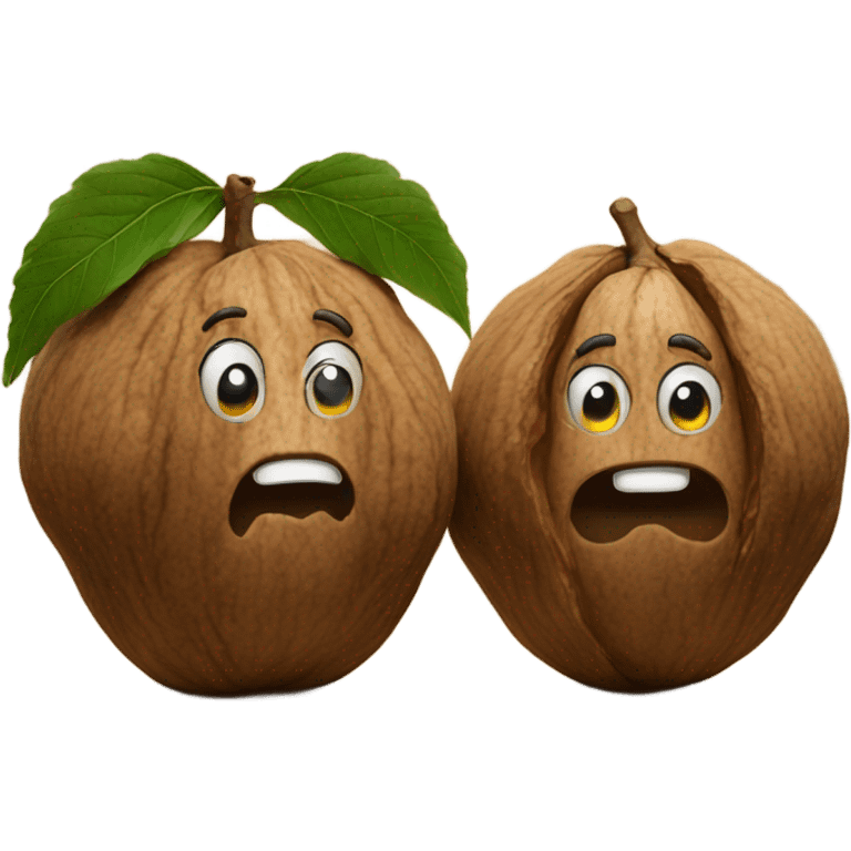 Two giant walnuts on a table emoji