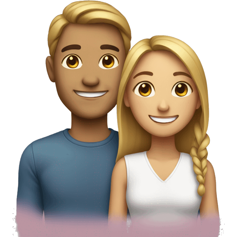 smiling girl with man emoji