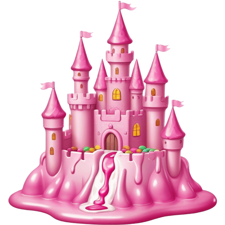 candy land pink melted castle emoji