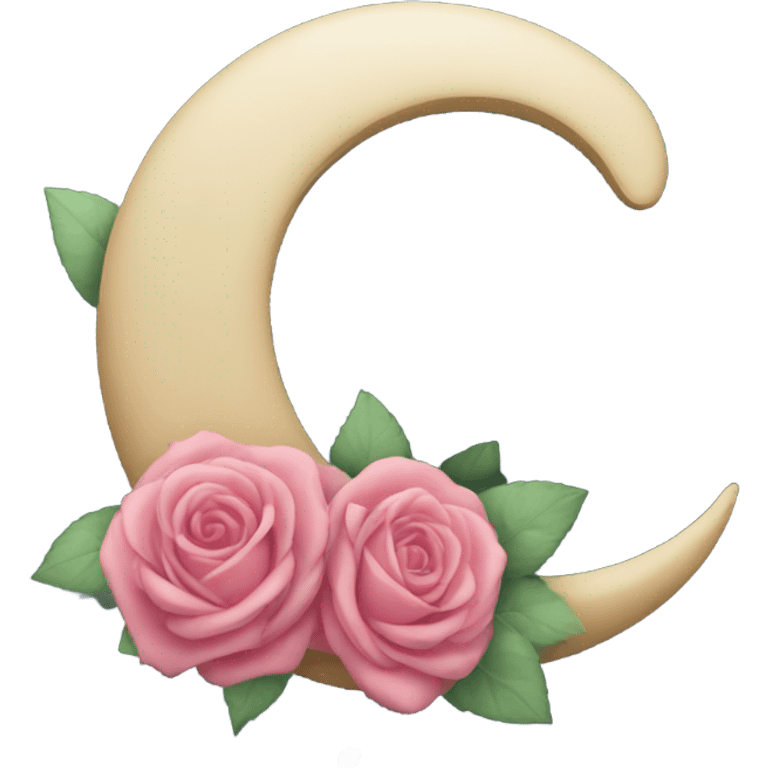 crescent moon with roses  emoji