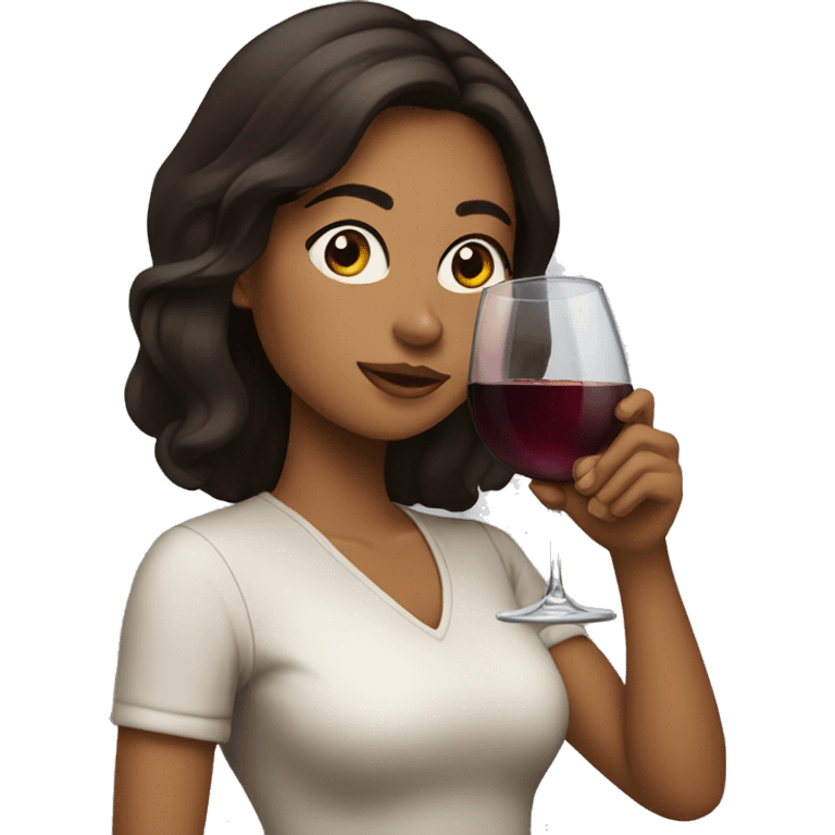 Brunette drinking wine emoji