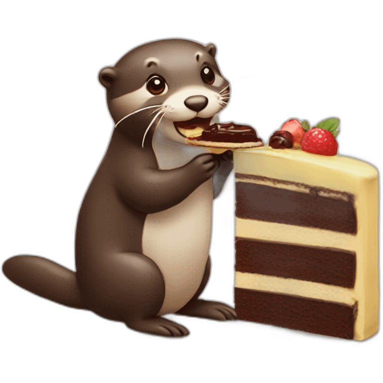 otter eating cake emoji