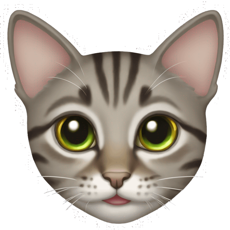 Tabby cat grey brown green eyes happy emoji