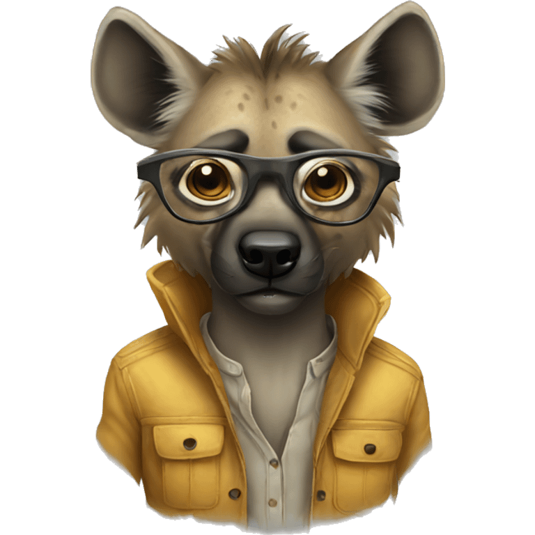 Hyena with glasses emoji