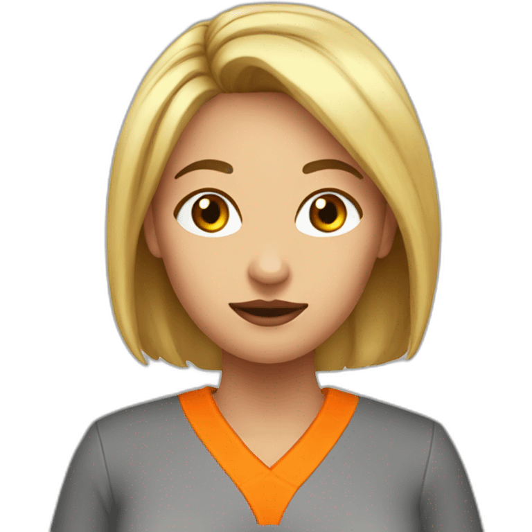 female prisoner in orange jumpsuit mugshot emoji