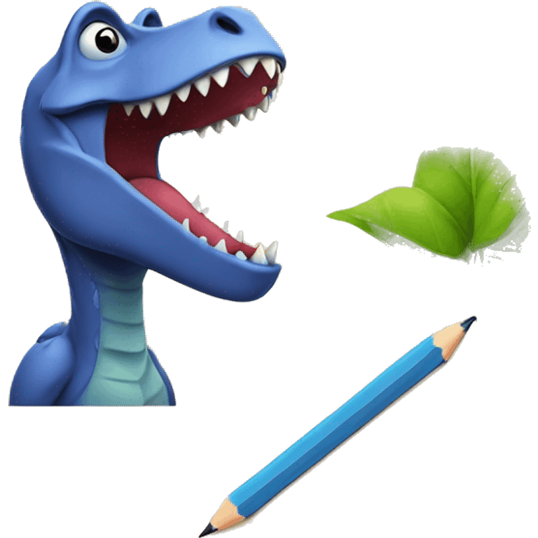 A dinosaur and a pencil emoji