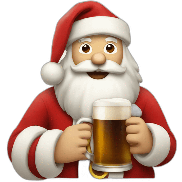 Santa drinking a beer emoji