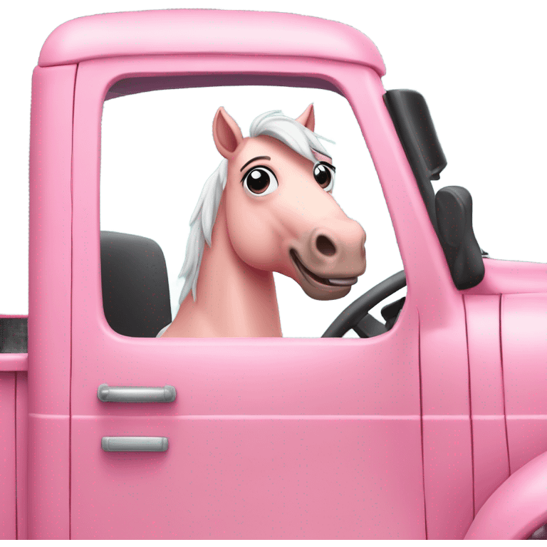 pink horse driving truck emoji