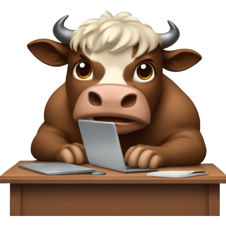 bull using computer emoji