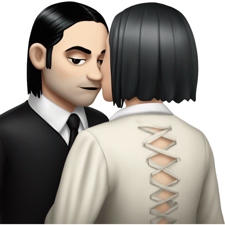 Realistic Wednesday addams kissing sweetly Kurt Cobain  emoji