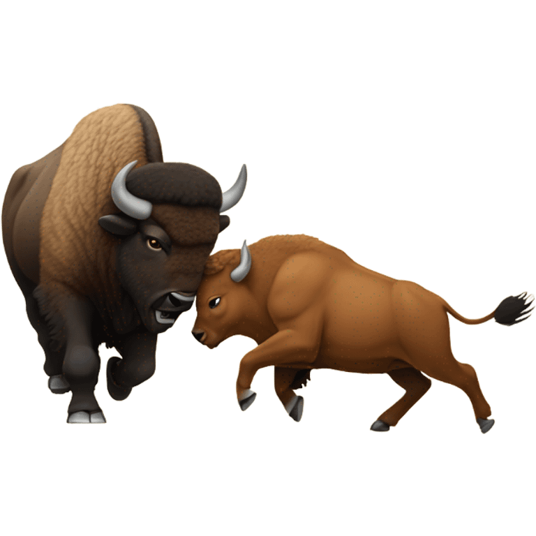 Bison fighting bobcat emoji