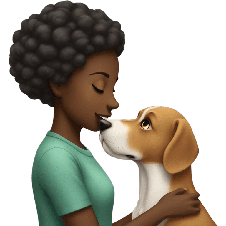 Black girl kissing dog emoji