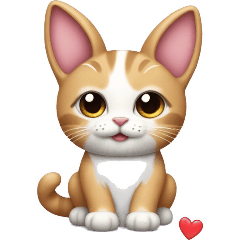 a cute cat with a heart in its paw and bunny ears emoji