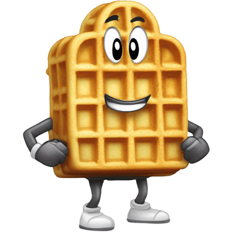 A waffle doing pushups emoji