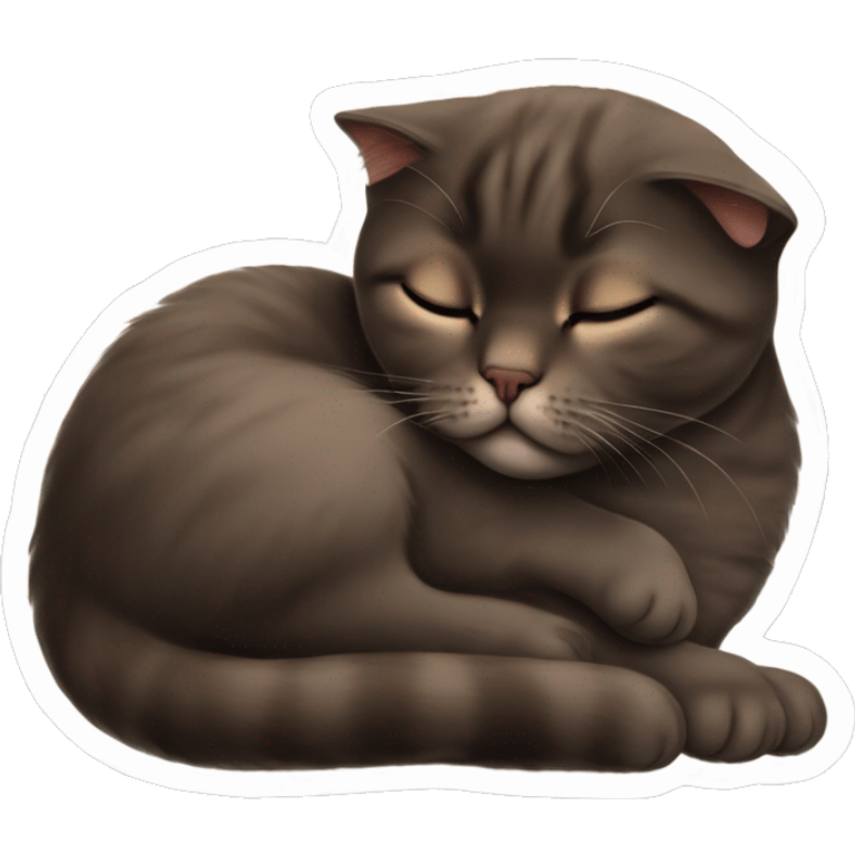 Scottish fold dark brown kitty sleeping on brunette white girl's lap emoji