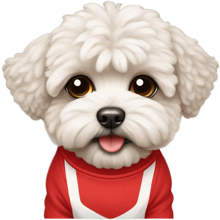 maltipoo with red jersey on emoji