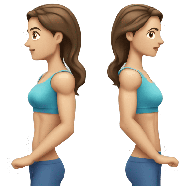 Woman arm muscles, fit Caucasian woman, brunette  emoji