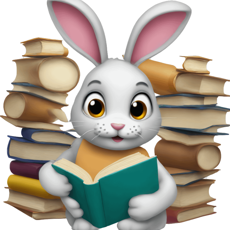 Bunny with books emoji