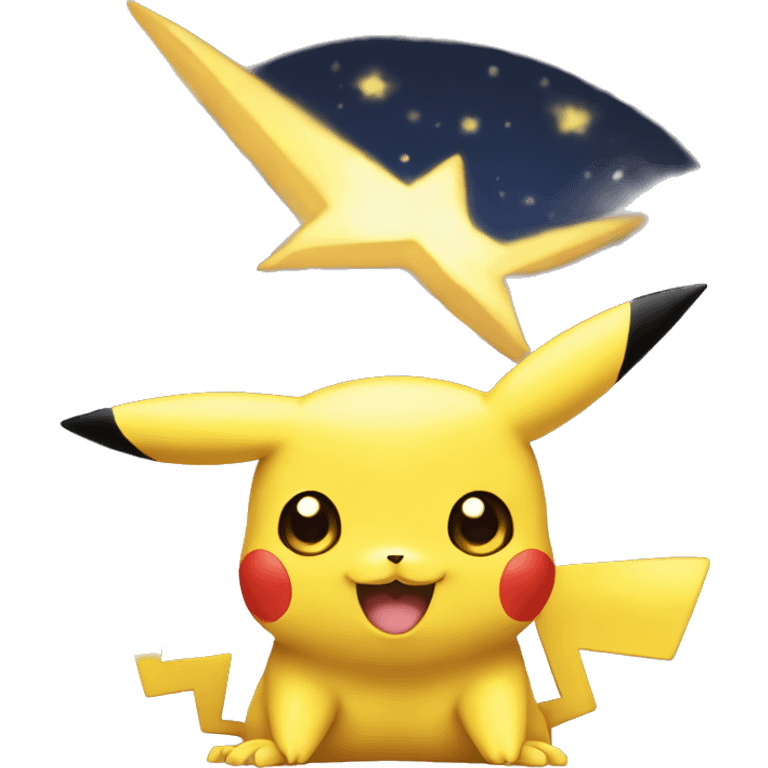 Pikachu smiling with star eyes emoji