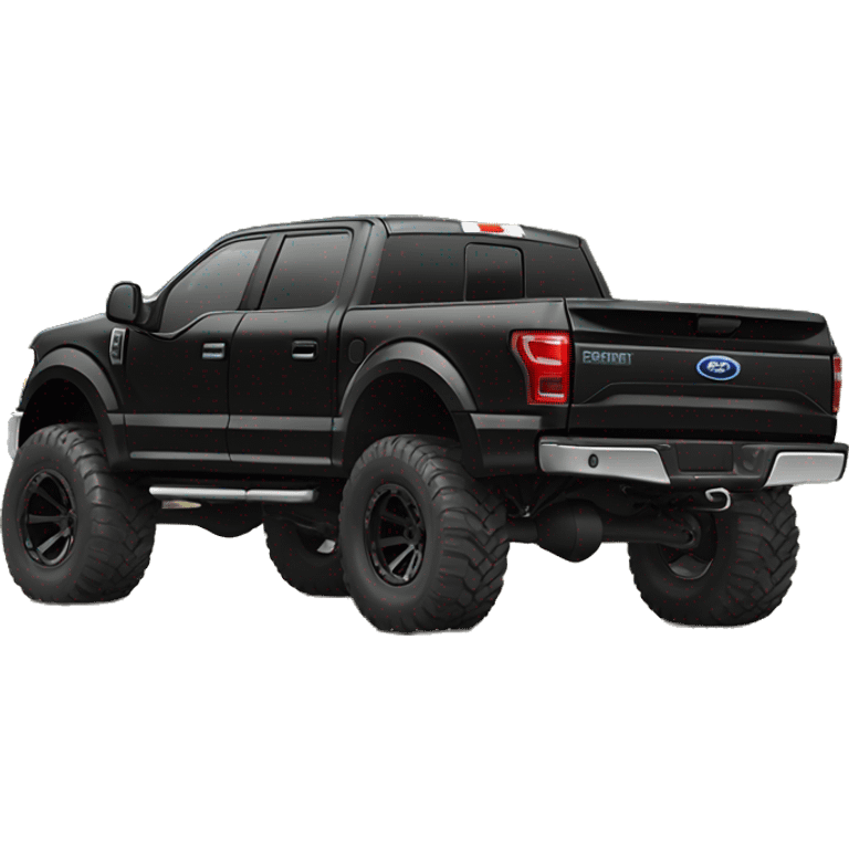 lifted black ford truck with boulder in the back another angle emoji