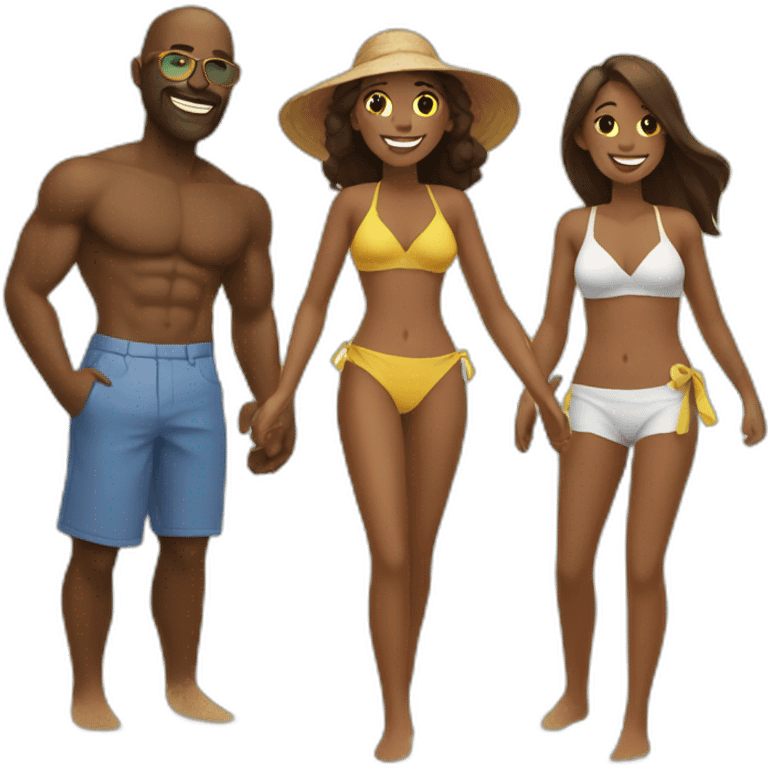 family at a beach emoji