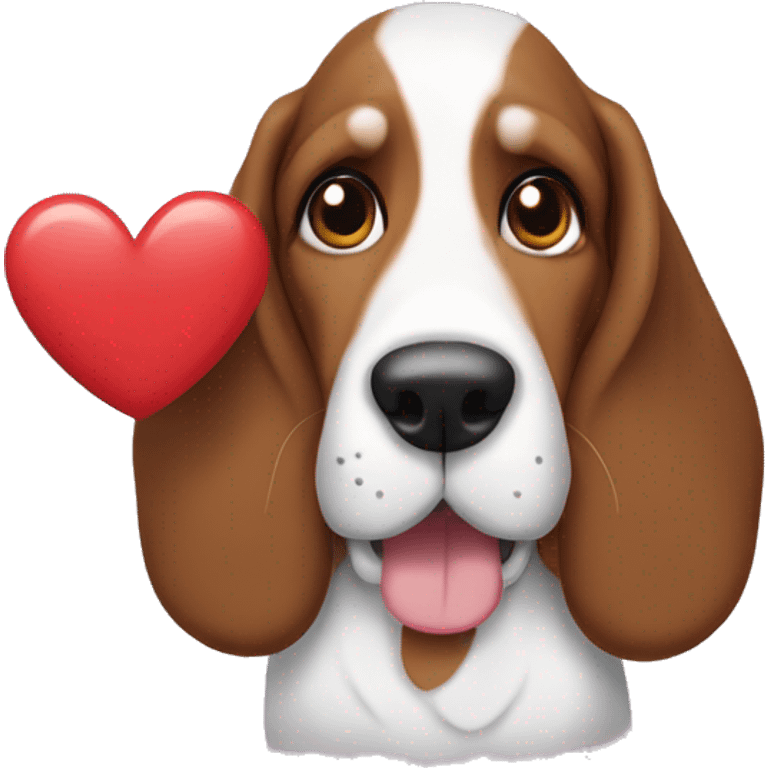 Bassett hound with a heart emoji