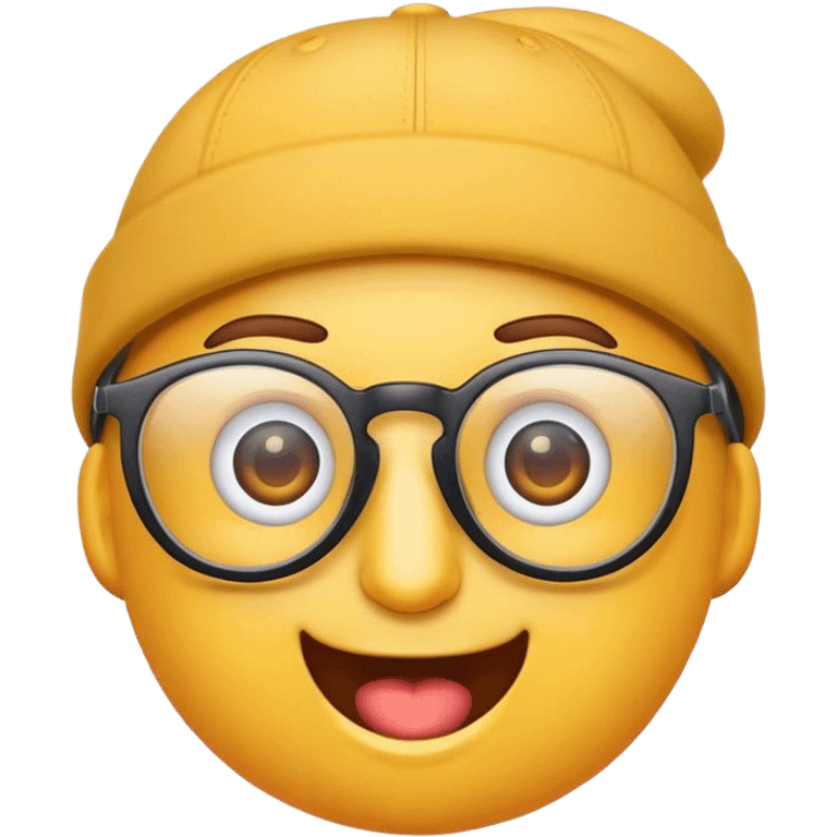 Ein standart lachender Emoji mit brille und einer cap auf dem kopf  emoji