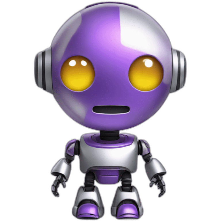 cute helpfull robot silver purple emoji