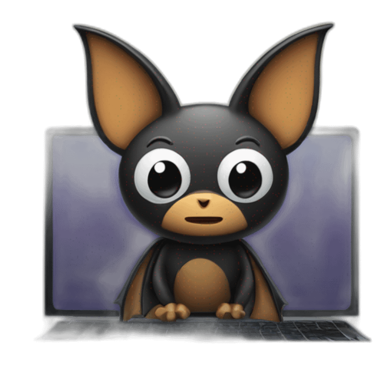 a bat behind a laptop emoji