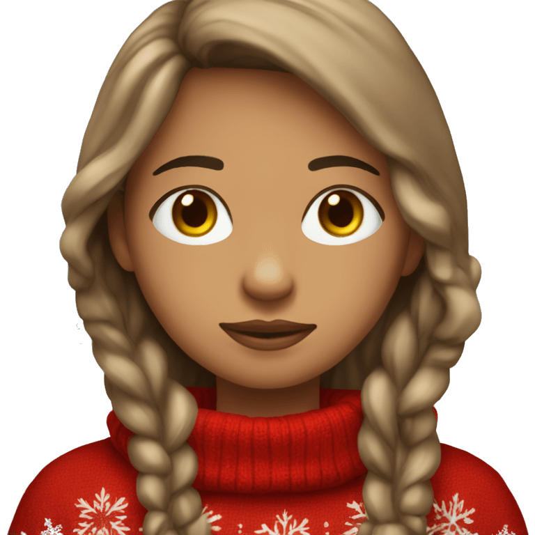 thoughtful-highlight-skin-brown-long-hair-girl-in-red-cozy-Christmas-sweater emoji