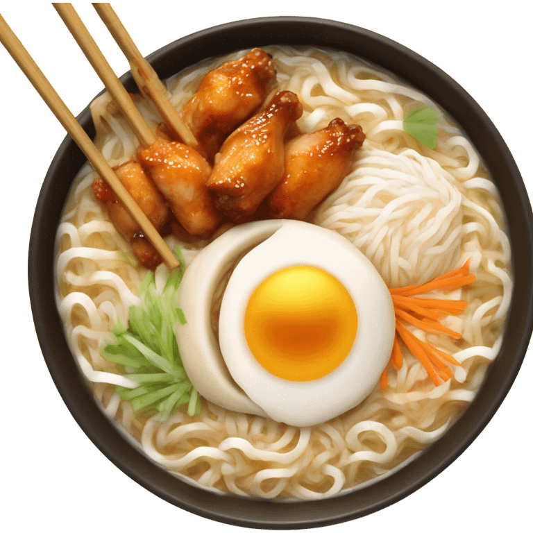 Ramen with chicken wings with rice noodles  emoji