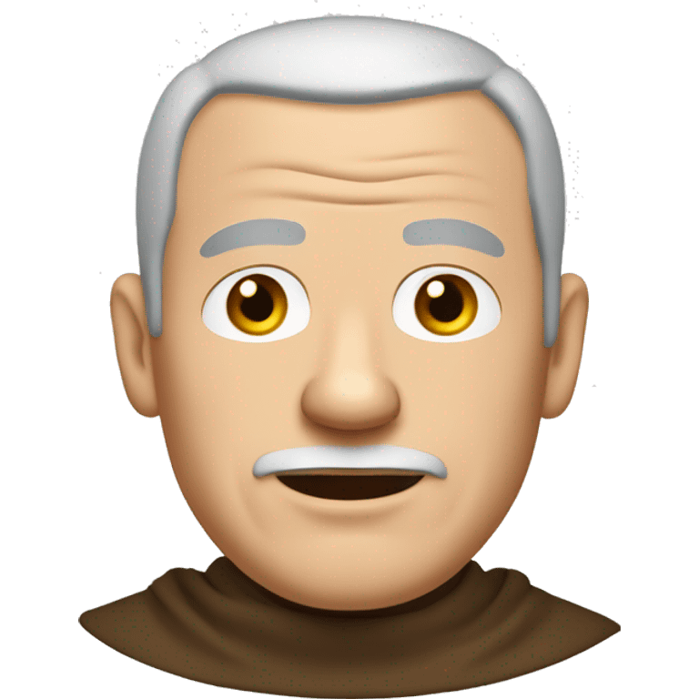 A middle-aged white male friar with a grizzled appearance, buzz cut, no facial hair, and a square jaw. emoji