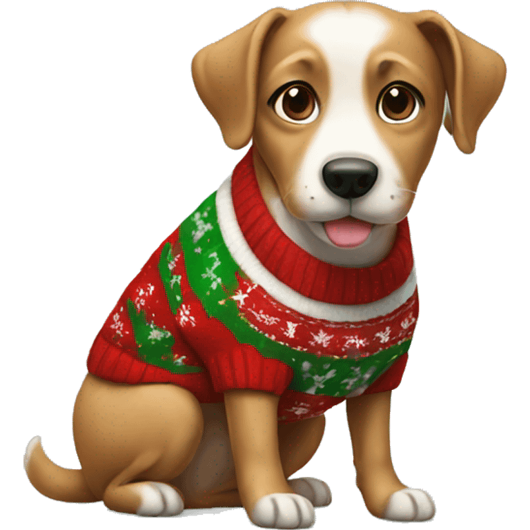 Dog wearing a Christmas sweater emoji