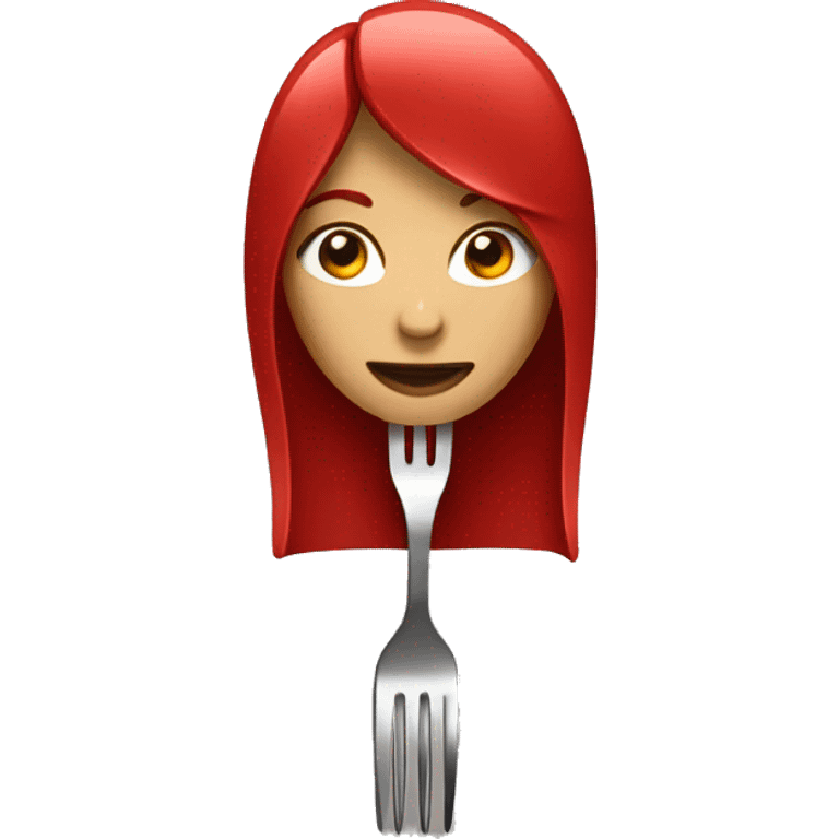 Fork with female hair, red emoji