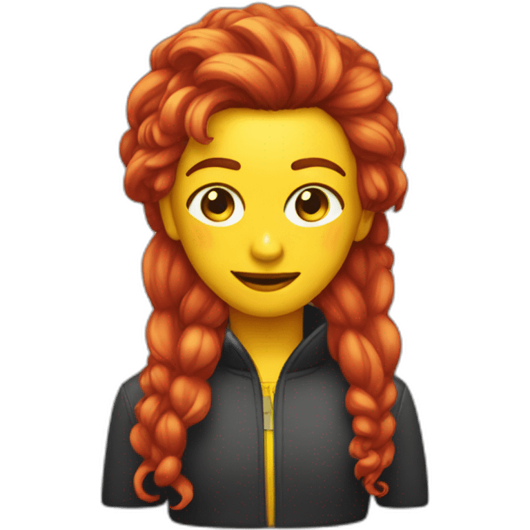 Personne qui a les cheveux jaune avec pointe rouge emoji