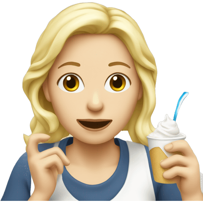 blond woman eat yogurt emoji