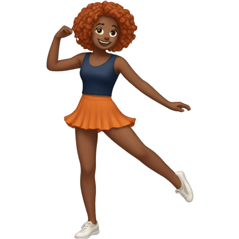 A auburn-haired girl is dancing emoji