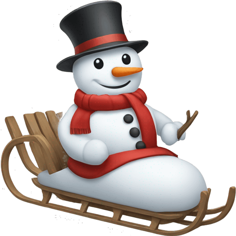 Snowman on a sled emoji