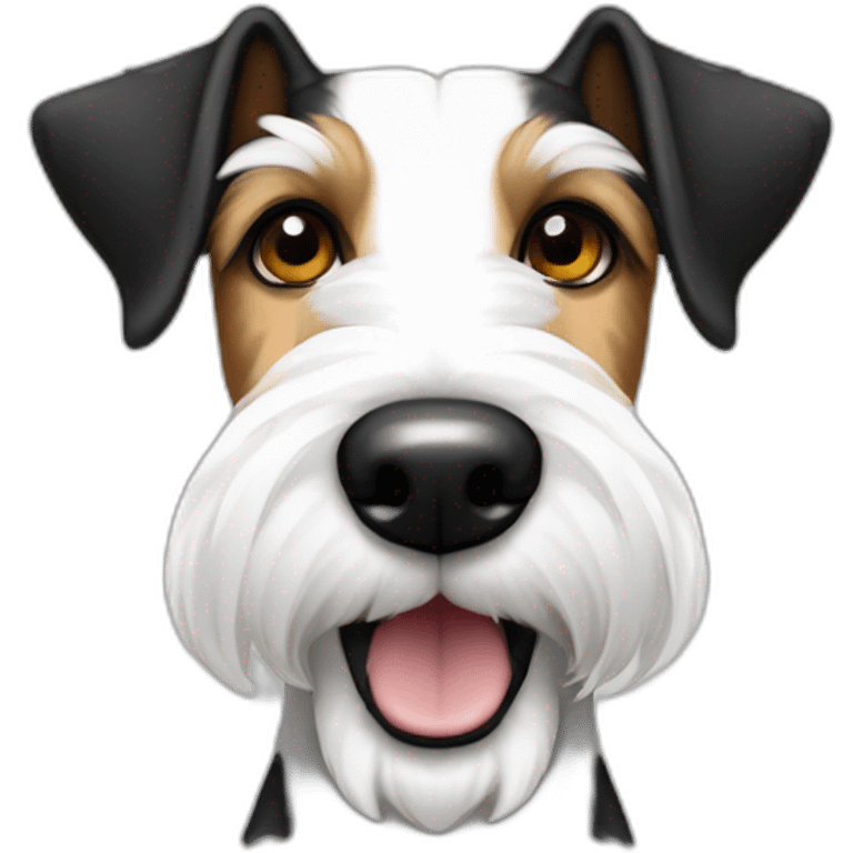 perro foxterrier con barbita, OJOS DE DISTINTO COLOR. blanco y NEGRO, ladrador emoji