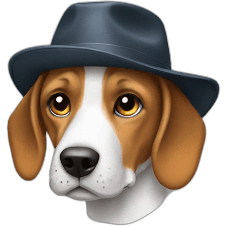 Beagle avec un chapeau emoji