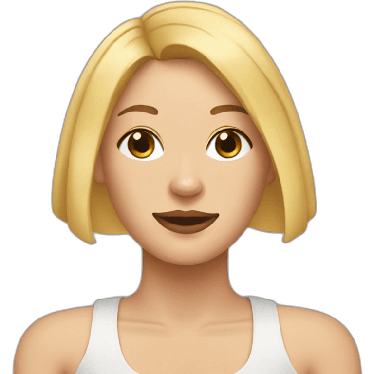 Blond lady with bob haircut sided by two pitbulls emoji