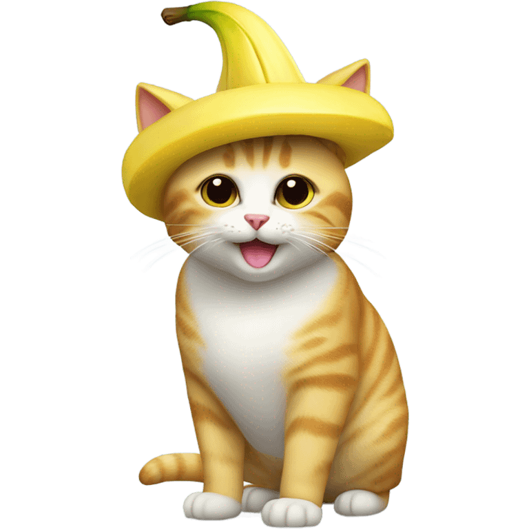 cute cat with banana hat emoji