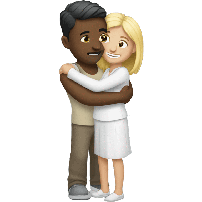 White man and women hug  emoji