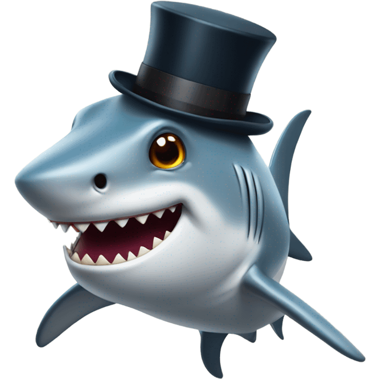 Shark with a top hat emoji