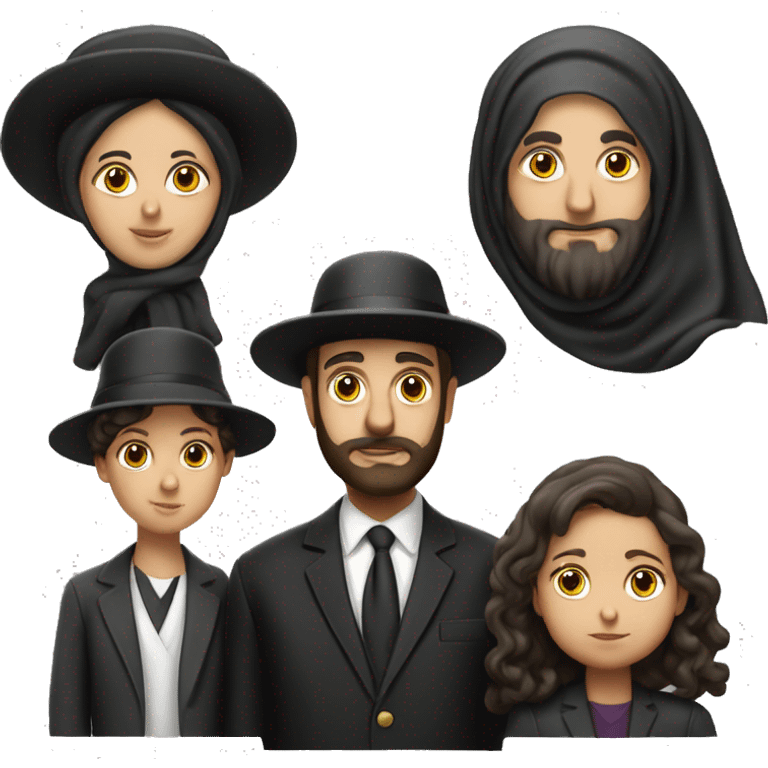 orthodox jewish family photorealistic serious emoji