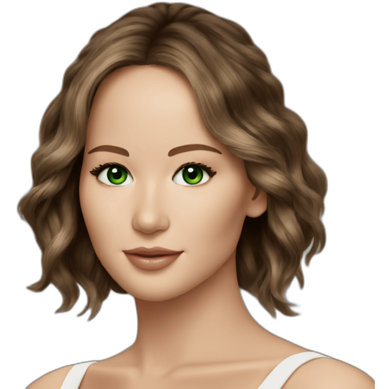 Brunette Jennifer Lawrence with Green eyes emoji