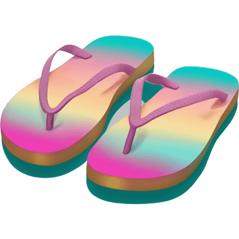 Realistic teal pink and gold ombre flip flop. emoji