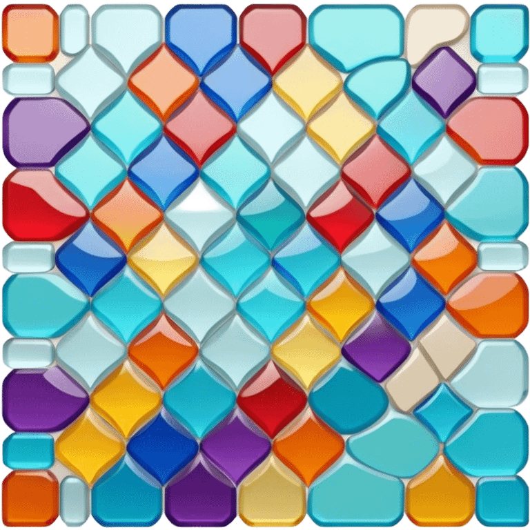 Mosaic icon, colorful stone or glass tiles, intricate patterns, tessellated design, minimalistic style, clean lines, transparent background. emoji