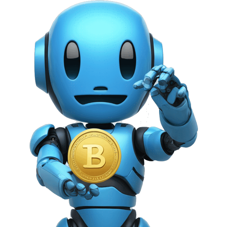 The blue bot holds a coin with the inscription "TON" in its hand emoji