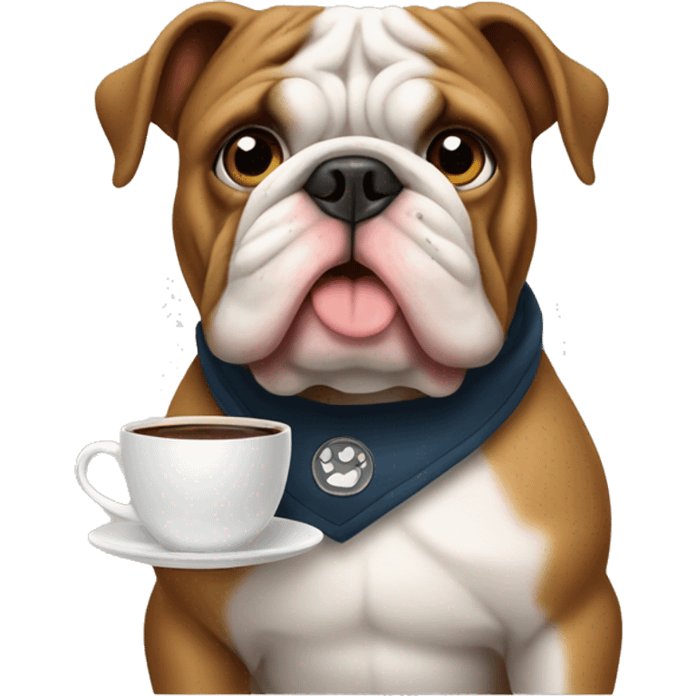 Bulldog with coffee emoji